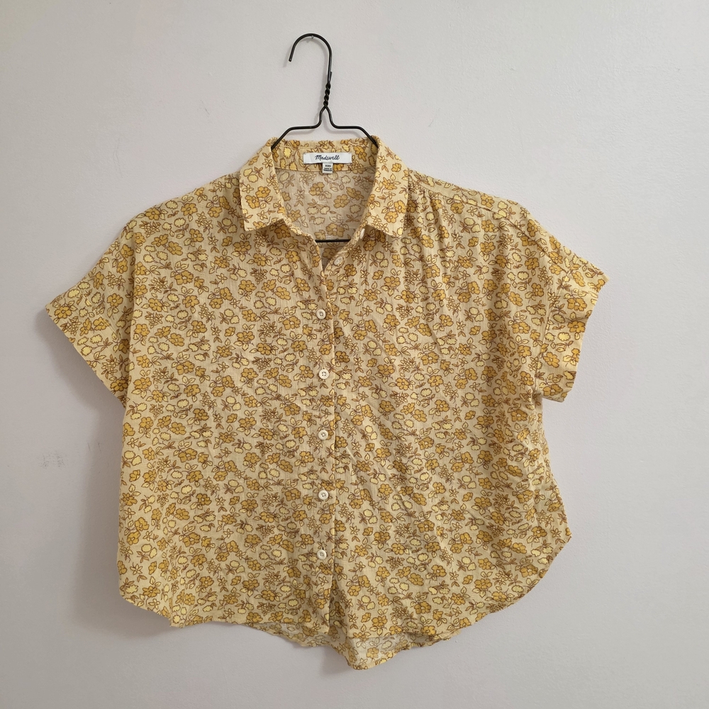 Yellow Floral Button-Up Shirt